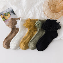 Load image into Gallery viewer, Lolita Lace Socks Girls Kids Cotton Socks Lace Ruffle Frilly Ankle Short Sock Breathable Princess Children Girl Dance Socks
