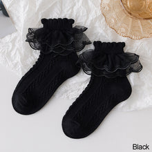 Load image into Gallery viewer, Lolita Lace Socks Girls Kids Cotton Socks Lace Ruffle Frilly Ankle Short Sock Breathable Princess Children Girl Dance Socks
