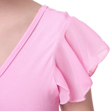 Load image into Gallery viewer, Girls Double V-Neck Yarn Sleeve One-Piece Suit Daily Dance Body Training Performance Suit Ballet Separate Suit
