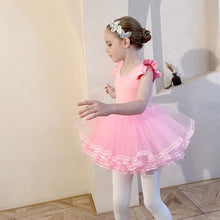 Load image into Gallery viewer, Girls Kids Ballet Dress Gymnastics Leotards Short Sleeve Ballet Dancewear Skirts Cotton Spandex Gym Children Leotards
