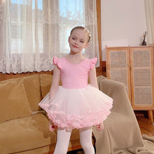 Load image into Gallery viewer, Girls Kids Ballet Dress Gymnastics Leotards Short Sleeve Ballet Dancewear Skirts Cotton Spandex Gym Children Leotards
