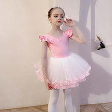 Load image into Gallery viewer, Girls Kids Ballet Dress Gymnastics Leotards Short Sleeve Ballet Dancewear Skirts Cotton Spandex Gym Children Leotards

