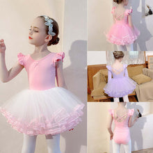 Load image into Gallery viewer, Girls Kids Ballet Dress Gymnastics Leotards Short Sleeve Ballet Dancewear Skirts Cotton Spandex Gym Children Leotards

