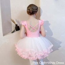 Load image into Gallery viewer, Girls Kids Ballet Dress Gymnastics Leotards Short Sleeve Ballet Dancewear Skirts Cotton Spandex Gym Children Leotards
