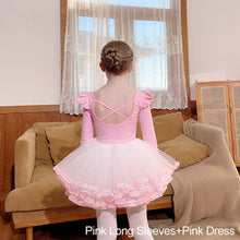 Load image into Gallery viewer, Girls Kids Ballet Dress Gymnastics Leotards Short Sleeve Ballet Dancewear Skirts Cotton Spandex Gym Children Leotards
