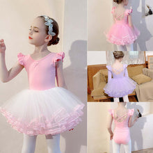 Load image into Gallery viewer, Girls Kids Ballet Dress Gymnastics Leotards Short Sleeve Ballet Dancewear Skirts Cotton Spandex Gym Children Leotards
