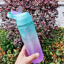 Load image into Gallery viewer, 600ml Space Cup Star Anise Cup Angular Gradient Tote Straw Cup Outdoor Leakproof Sports Travel Kettle Drinking Cup Water Bottle
