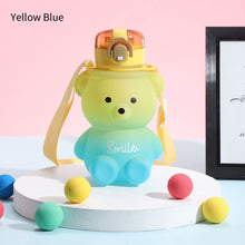 Load image into Gallery viewer, 800ml Cute Kawaii Bear Water Bottle for Girl Plastic Gradient Korean Large Outdoor Sports School Drinking Bottle With Strap Straw
