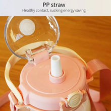 Load image into Gallery viewer, 1000ml Cute Kawaii Bear Water Bottle for Girl Plastic Gradient Korean Large Outdoor Sports School Drinking Bottle With Strap Straw
