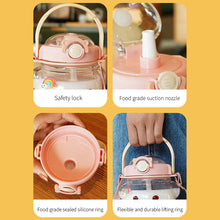 Load image into Gallery viewer, 1000ml Cute Kawaii Bear Water Bottle for Girl Plastic Gradient Korean Large Outdoor Sports School Drinking Bottle With Strap Straw
