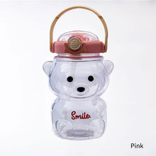 Load image into Gallery viewer, 1000ml Cute Kawaii Bear Water Bottle for Girl Plastic Gradient Korean Large Outdoor Sports School Drinking Bottle With Strap Straw
