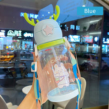 Load image into Gallery viewer, 600ml Portable Kids Water Bottle Sippy Cup Creative Cartoon Baby Feeding Cups with Straws Leakproof Water Bottles Outdoor Children's Cups
