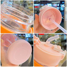 Load image into Gallery viewer, 600ml Portable Kids Water Bottle Sippy Cup Creative Cartoon Baby Feeding Cups with Straws Leakproof Water Bottles Outdoor Children's Cups
