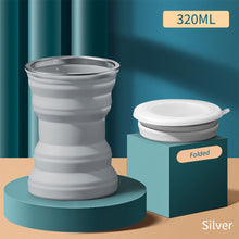 Load image into Gallery viewer, Portable Silicone Folding Water Cup With Lid and Lanyard Heat Resistant Telescopic Collapsible Foldable Mug For Travel Camping

