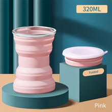 Load image into Gallery viewer, Portable Silicone Folding Water Cup With Lid and Lanyard Heat Resistant Telescopic Collapsible Foldable Mug For Travel Camping
