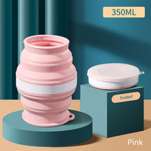 Load image into Gallery viewer, Portable Silicone Folding Water Cup With Lid and Lanyard Heat Resistant Telescopic Collapsible Foldable Mug For Travel Camping
