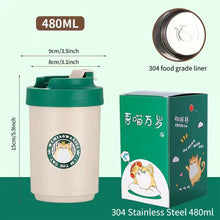 Load image into Gallery viewer, 380ml/480ml Portable 304 Stainless Steel/PP Liner Double Layer Coffee Mug Tea Milk Cup Thermos Bottle for Car Home Office School
