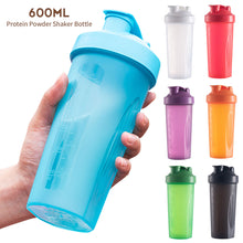 Load image into Gallery viewer, 600ml Portable Protein Powder Shaker Bottle Leak Proof Sports Mixing Cup Water Bottle for Gym Fitness Training with Scale

