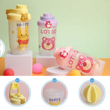 Load image into Gallery viewer, 500ml Cute Cartoon Protein Powder Shaker Bottle Leak Proof Sports Mixing Cup Water Bottle with Scale for Students Children Girls

