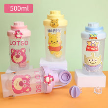 Load image into Gallery viewer, 500ml Cute Cartoon Protein Powder Shaker Bottle Leak Proof Sports Mixing Cup Water Bottle with Scale for Students Children Girls
