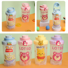 Load image into Gallery viewer, 500ml Cute Cartoon Protein Powder Shaker Bottle Leak Proof Sports Mixing Cup Water Bottle with Scale for Students Children Girls
