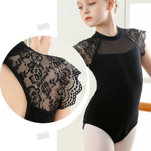 Load image into Gallery viewer, Children's Lace Short Sleeved Dance Costume Summer Stand Collar Mesh Splicing Dance Costume Dance Training Clothes for Girls
