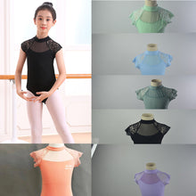 Load image into Gallery viewer, Children's Lace Short Sleeved Dance Costume Summer Stand Collar Mesh Splicing Dance Costume Dance Training Clothes for Girls
