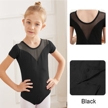 Load image into Gallery viewer, Children's Dance Costume Summer Short Sleeved Dance Costume Breathable Comfortable Mesh Splicing Dance Training Clothes
