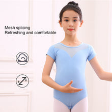 Load image into Gallery viewer, Children's Dance Costume Summer Short Sleeved Dance Costume Breathable Comfortable Mesh Splicing Dance Training Clothes
