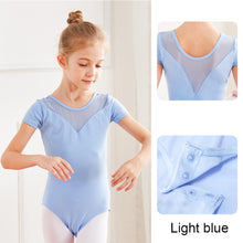 Load image into Gallery viewer, Children's Dance Costume Summer Short Sleeved Dance Costume Breathable Comfortable Mesh Splicing Dance Training Clothes
