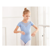 Load image into Gallery viewer, Children's Dance Costume Summer Short Sleeved Dance Costume Breathable Comfortable Mesh Splicing Dance Training Clothes
