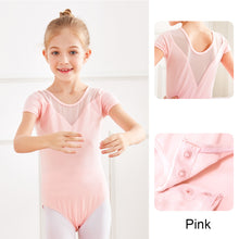 Load image into Gallery viewer, Children's Dance Costume Summer Short Sleeved Dance Costume Breathable Comfortable Mesh Splicing Dance Training Clothes
