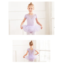 Load image into Gallery viewer, Children's Dance Costume Summer Short Sleeved Dance Costume Breathable Comfortable Mesh Splicing Dance Training Clothes
