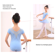 Load image into Gallery viewer, Children's Dance Costume Summer Short Sleeved Dance Costume Breathable Comfortable Mesh Splicing Dance Training Clothes
