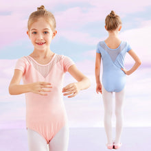 Load image into Gallery viewer, Children's Dance Costume Summer Short Sleeved Dance Costume Breathable Comfortable Mesh Splicing Dance Training Clothes
