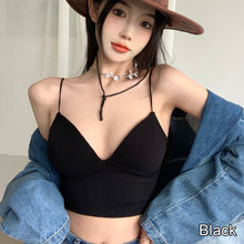 Load image into Gallery viewer, Women Solid Color Suspender Vest Sexy Navel Crop Tops Anti Glare Bra Pad Integrated Vest Summer Slim-fit Short Vest
