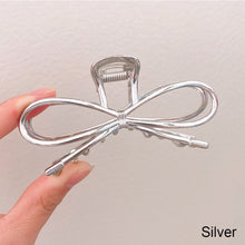Load image into Gallery viewer, Simple Silver Bow Hairpin Hair Claw Clip Temperamental Alloy Headwear Hair Clip Hair Accessory for Women
