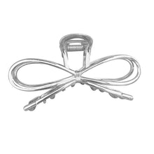 Load image into Gallery viewer, Simple Silver Bow Hairpin Hair Claw Clip Temperamental Alloy Headwear Hair Clip Hair Accessory for Women
