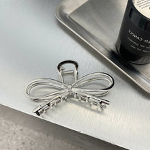 Load image into Gallery viewer, Simple Silver Bow Hairpin Hair Claw Clip Temperamental Alloy Headwear Hair Clip Hair Accessory for Women
