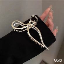 Load image into Gallery viewer, Temperamental Alloy Bow Hairpin Hair Claw Clip Simple Silver Gold Headwear Hair Clip Hair Accessory
