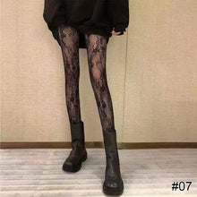 Load image into Gallery viewer, Women Sexy Lace Hollow Thin Pantyhose Flower Vine Letter Moon Black White Stockings Hollow Fishnet Stockings
