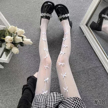 Load image into Gallery viewer, Women Sexy Lace Hollow Thin Pantyhose Flower Vine Letter Moon Black White Stockings Hollow Fishnet Stockings
