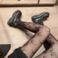 Load image into Gallery viewer, Women Sexy Lace Hollow Thin Pantyhose Flower Vine Letter Moon Black White Stockings Hollow Fishnet Stockings

