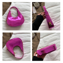 Load image into Gallery viewer, Fashionable Simple Handbag Shoulder Bag Versatile Niche Glossy PU Leather Underarm Bag Crescent Bag for Women

