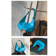 Load image into Gallery viewer, Fashionable Simple Handbag Shoulder Bag Versatile Niche Glossy PU Leather Underarm Bag Crescent Bag for Women
