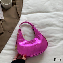 Load image into Gallery viewer, Fashionable Simple Handbag Shoulder Bag Versatile Niche Glossy PU Leather Underarm Bag Crescent Bag for Women
