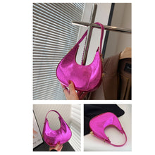 Load image into Gallery viewer, Fashionable Simple Handbag Shoulder Bag Versatile Niche Glossy PU Leather Underarm Bag Crescent Bag for Women
