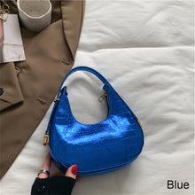 Load image into Gallery viewer, Fashionable Simple Handbag Shoulder Bag Versatile Niche Glossy PU Leather Underarm Bag Crescent Bag for Women
