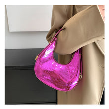 Load image into Gallery viewer, Fashionable Simple Handbag Shoulder Bag Versatile Niche Glossy PU Leather Underarm Bag Crescent Bag for Women
