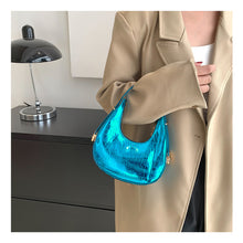 Load image into Gallery viewer, Fashionable Simple Handbag Shoulder Bag Versatile Niche Glossy PU Leather Underarm Bag Crescent Bag for Women
